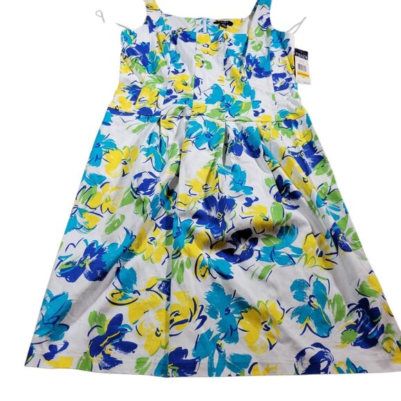 Chaps Dresses & Skirts - CHAPS Dress Womens 14 Colorful Floral Fit & Flare Pleated Floral Sleeveless Tags